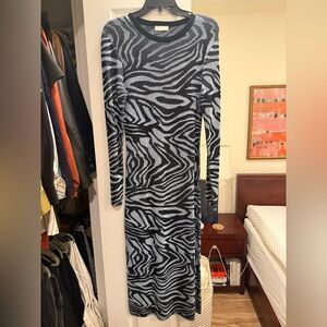 STINE GOYA Black and Gray Zebra-Print Knit Dress